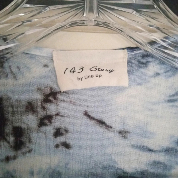 143 Story Blue Tye Dye Open Front Kimono / Cover Up Size Large - Picture 8 of 9